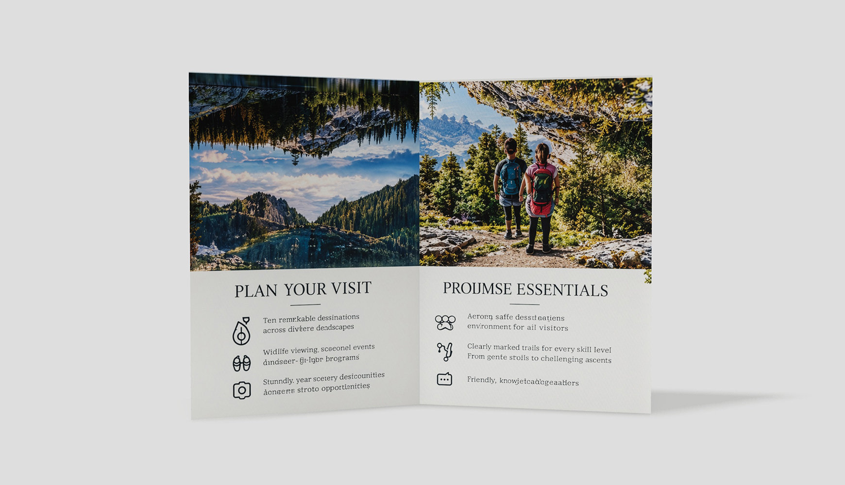 French fold mockup of a national park guide